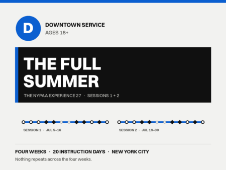 The NYPAA Experience 27 The Full Summer - Downtown Service, ages 18 and up, four-week summer performing arts intensive in New York City